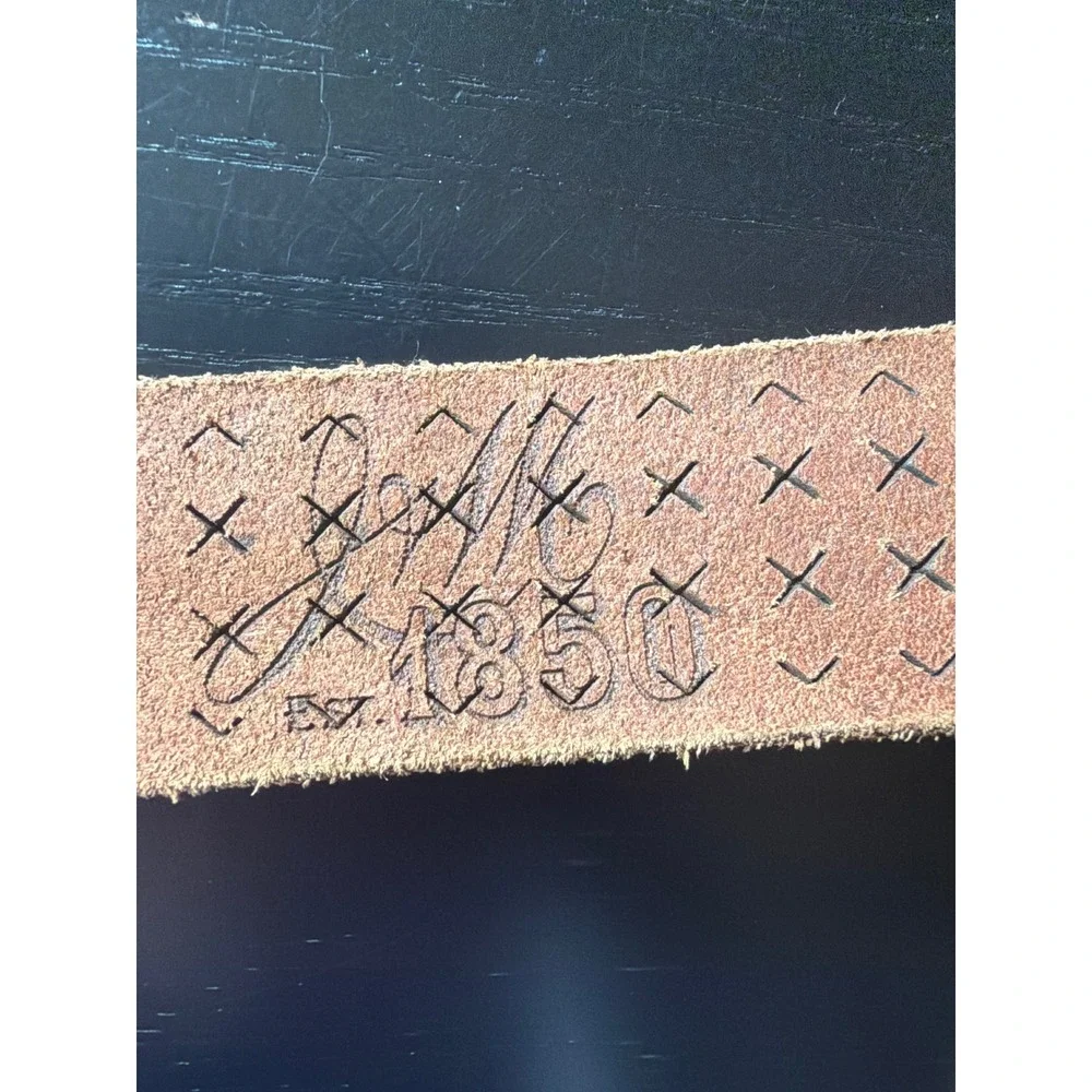 Johnston & Murphy Belt Brown Est 1850 Italian Leather Geometric Starburst 38